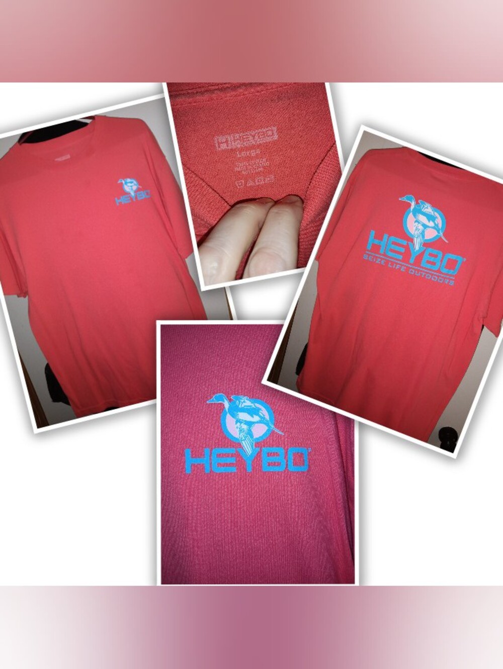Heybo Outdoors Men's Large Coral Red Duck Graphic T-Shirt